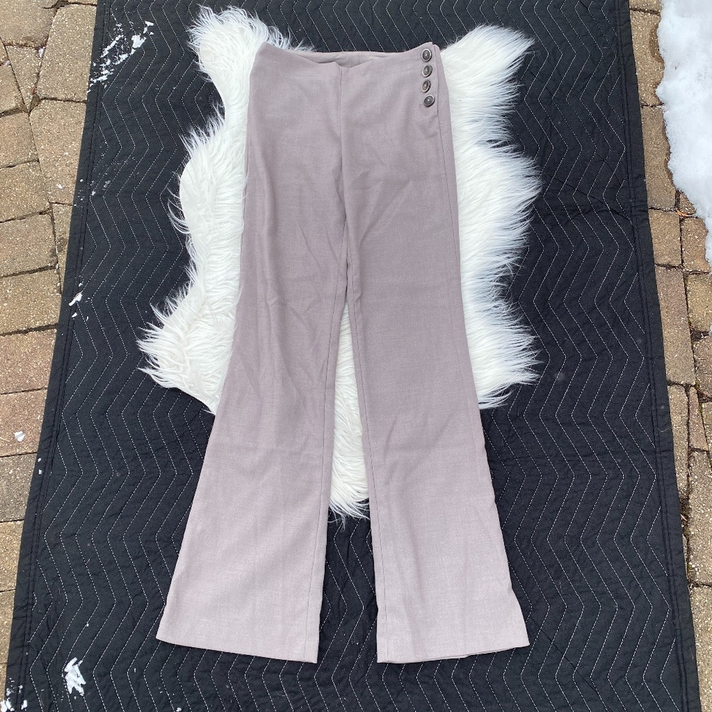elevenses Dusty Mauve Side-Button Wide-Leg Trousers